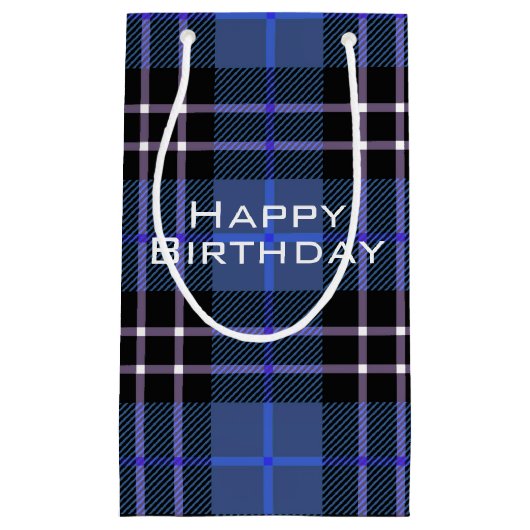 Karierter kleiner Geschenkbeutel mit blauem und sc Kleine Geschenktüte (Vorderseite)