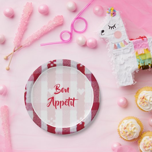 Karierter Knochenappetit Pappteller (Party)