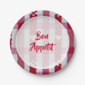 Karierter Knochenappetit Pappteller (Vorderseite)