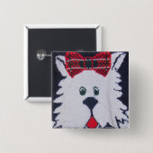 karierter Knopf für einen schwarzen Hund Button (Vorne & Hinten)