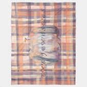 Karierter Kürbiszahn, beige-orange Pflaumenstreife Fleecedecke (Vorderseite)