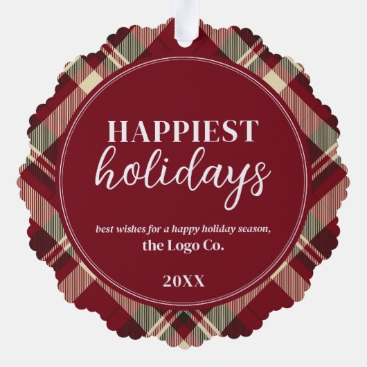 Karierter Logoaufenthalt hinzufügen Ornament Karte (Rückseite)