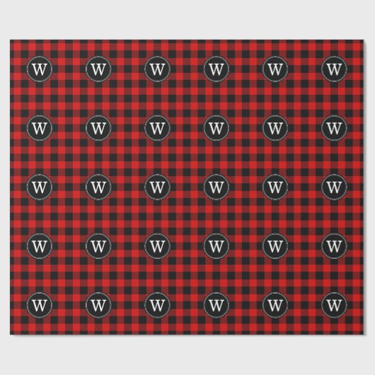 Karierter Lumberjack 1IR Monogramm Geschenkpapier (Flach)