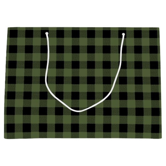Karierter Lumberjack, grün und schwarz, glänzend Große Geschenktüte (Vorderseite)