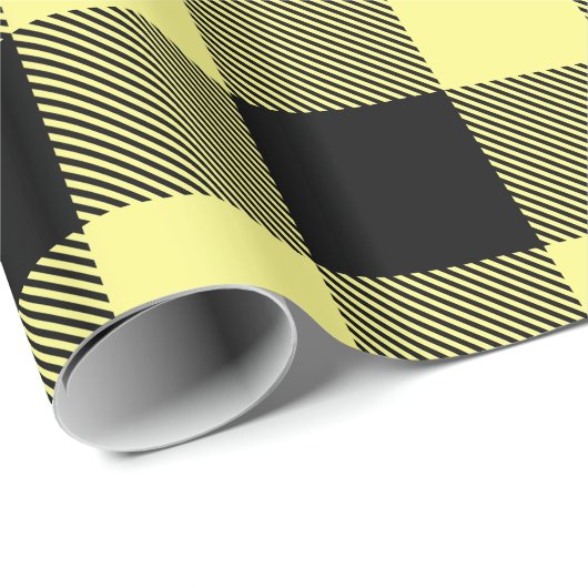Karierter Lumberjack in hellgelber Schwarzriesige Geschenkpapier (Rolleneckpunkt)