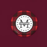 Karierter Lumberjack Name Monogram Button<br><div class="desc">Rot schwarz Buffalo Kariert Lumberjack Name Monogram Button Nur für Sie.</div>