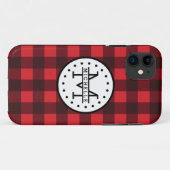 Karierter Lumberjack Name Monogram Case-Mate iPhone Hülle (Rückseite (Horizontal))