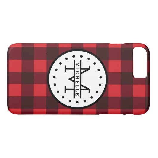 Karierter Lumberjack Name Monogram Case-Mate iPhone Hülle (Rückseite (Horizontal))