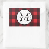 Karierter Lumberjack Name Monogram Rechteckiger Aufkleber (Tasche)