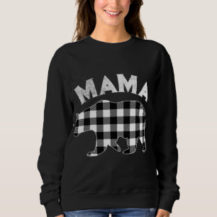 Karierter Mama-Bär - Schwarz-Weiß-Buffalo Sweatshirt