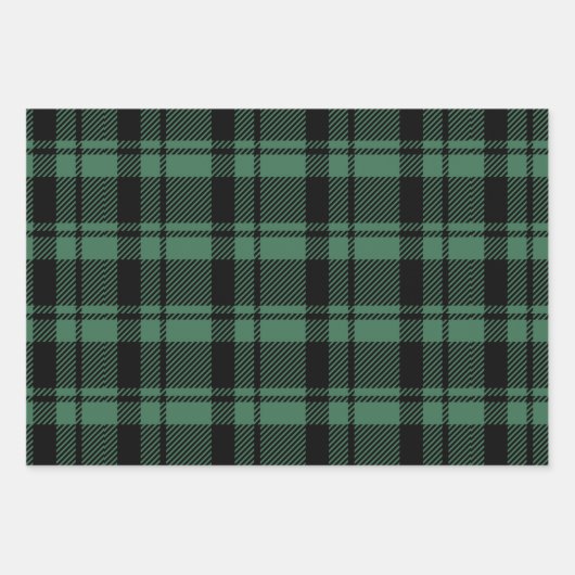 Karierter moderner grüner und schwarzer Tartan Geschenkpapier Set (Vorderseite 2)