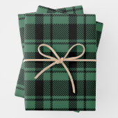 Karierter moderner grüner und schwarzer Tartan Geschenkpapier Set (Beispiel)