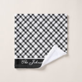 Karierter moderner Tartan in Schwarz und Weiß Badhandtuch Set (Waschlappen)