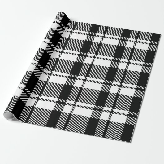 Karierter moderner Weißer Tartan Geschenkpapier (Ungerollt)