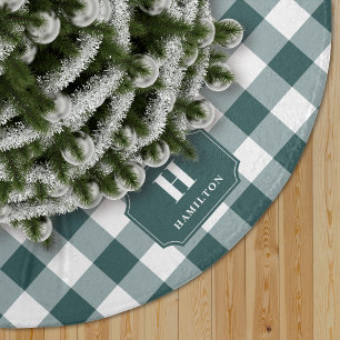 Karierter Monogram Tree Rock, grün & weiß Buffalo Polyester Weihnachtsbaumdecke