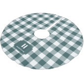 Karierter Monogram Tree Rock, grün & weiß Buffalo Polyester Weihnachtsbaumdecke (Schrägansicht)