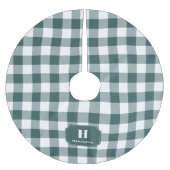 Karierter Monogram Tree Rock, grün & weiß Buffalo Polyester Weihnachtsbaumdecke (Vorderseite)