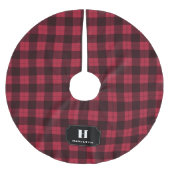 Karierter Monogram Tree Rock Red & Black Buffalo Polyester Weihnachtsbaumdecke (Vorderseite)