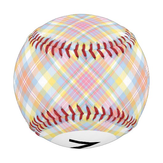 Karierter Monogramm-Pastellstreifen Baseball (Rückseite)