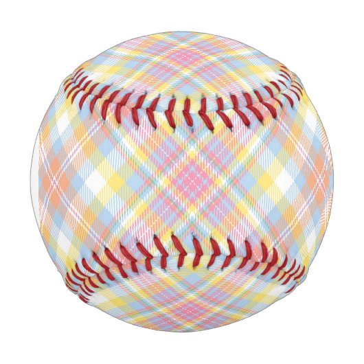 Karierter Monogramm-Pastellstreifen Baseball (Vorderseite)