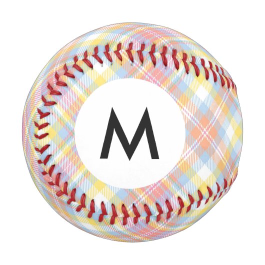Karierter Monogramm-Pastellstreifen Baseball (Vorderseite Links)