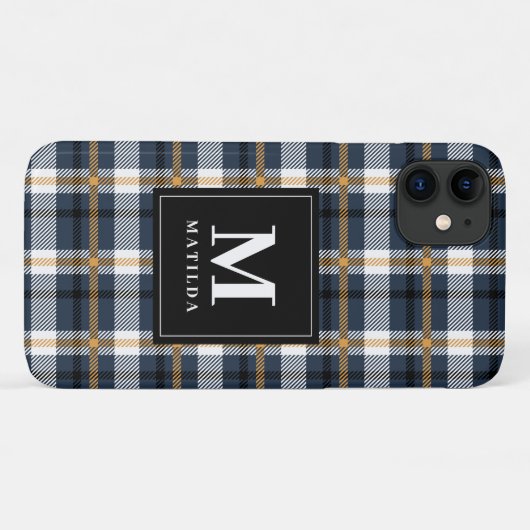 Karierter Monogramm-Tartan Case-Mate iPhone Hülle (Rückseite (Horizontal))
