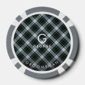 Karierter Monogramm weißer grüner Karo Tartan Trau Pokerchips (Rückseite)