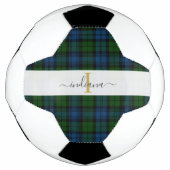 Karierter Monogrammname Initial-Tartan-Skript Fußball (Vorderseite)
