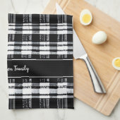 Karierter Name des Büffels in Schwarz/Weiß Geschirrtuch (Viertel Falte)