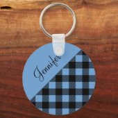 Karierter Name des modernen Blue Buffalo Schlüsselanhänger (Vorderseite)