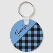 Karierter Name des modernen Blue Buffalo Schlüsselanhänger (Rückseite)