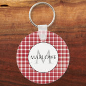 Karierter Name des Monogramms für rote weiße Karo Schlüsselanhänger (Vorderseite)