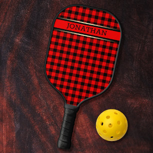 Karierter Name des roten und schwarzen Musters Mod Pickleball Schläger