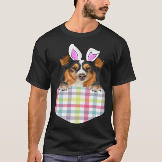 Karierter Osterhundhund-Hund in Pocket T-Shirt (Vorderseite)