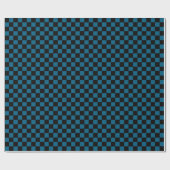 Karierter Ozean blau und Schwarz Geschenkpapier (Flach)