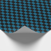 Karierter Ozean blau und Schwarz Geschenkpapier (Ecke)