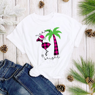 Karierter Palmenbaum Flamingo Merry & Bright Women T-Shirt