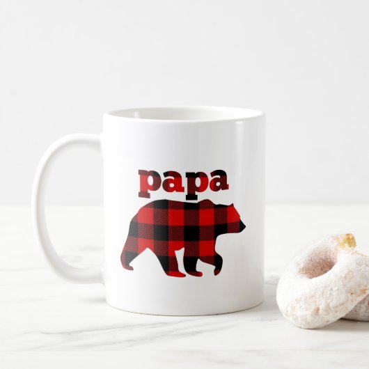 "Karierter Papabär des Büffels " Kaffeetasse (Mit Donut)