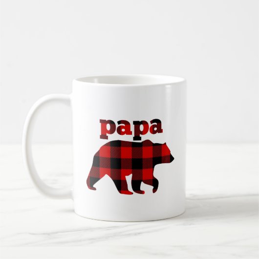 "Karierter Papabär des Büffels " Kaffeetasse (Links)