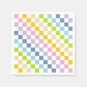 Karierter Pastellregenbogen Serviette