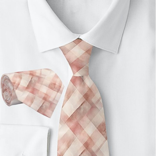 Karierter Pfirsichrosa Frühling Krawatte