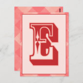 Karierter Pink Letter "E" Typografy Banner Card Postkarte (Vorne/Hinten)