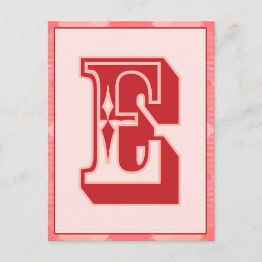 Karierter Pink Letter "E" Typografy Banner Card Postkarte (Vorderseite)