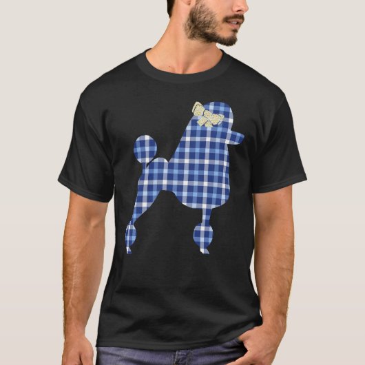 Karierter Poodle Hund T-Shirt (Vorderseite)