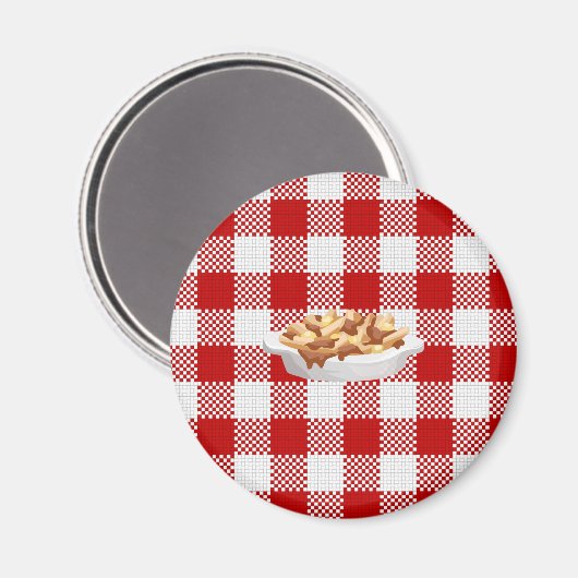 karierter Poutine Magnet (Vorderseite/Rückseite)