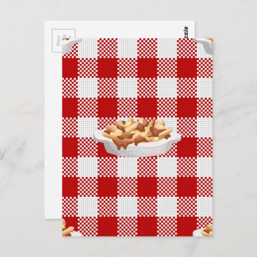 karierter Poutine Postkarte (Vorne/Hinten)