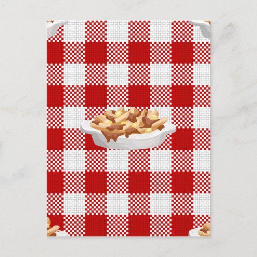 karierter Poutine Postkarte (Vorderseite)