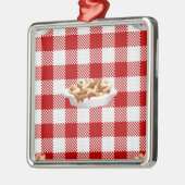 karierter Poutine Silbernes Ornament (Links)