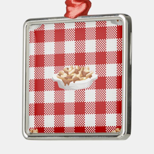 karierter Poutine Silbernes Ornament (Links)