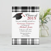 Karierter Print-Abschluss laden Sie ein Einladung (Stehend Vorderseite)